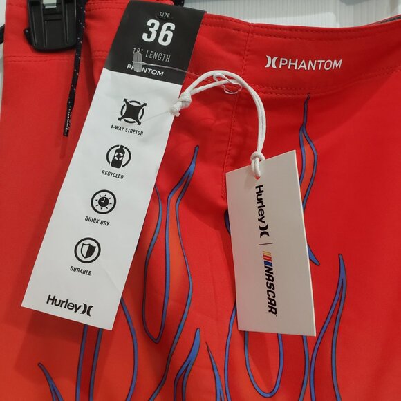 Hurley Nascar Boardshorts Men's Swim Phantom Sizes 30 to 40 NWT Flames Racing - Picture 2 of 9